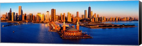 Framed Sunrise at Navy Pier, Lake Michigan, Chicago, Cook County, Illinois, USA Print