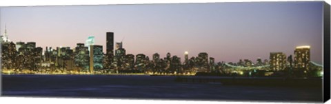 Framed New York Skyline from a Distance (gray sky) Print