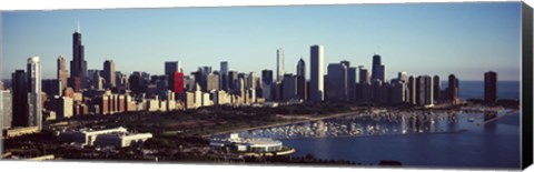 Framed Skyscrapers at the waterfront, Hancock Building, Lake Michigan, Chicago, Cook County, Illinois, USA Print