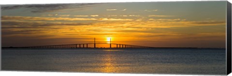 Framed Sunrise over Sunshine Skyway Bridge, Tampa Bay, Florida, USA Print