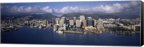 Framed Buildings at the waterfront, Honolulu, Hawaii, USA Print