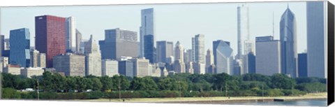 Framed City skyline with Lake Michigan and Lake Shore Drive in foreground, Chicago, Illinois, USA Print