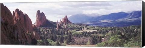 Framed Rock formations on a landscape, Garden of The Gods, Colorado Springs, Colorado Print