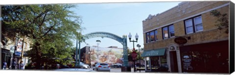 Framed Street scene, Lincoln Square, Chicago, Cook County, Illinois, USA Print