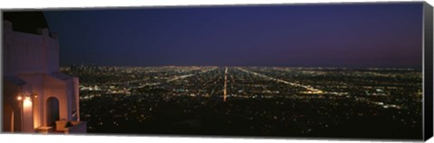 Framed View of a city at night, Griffith Park Observatory, Griffith Park, City Of Los Angeles, Los Angeles County, California, USA Print