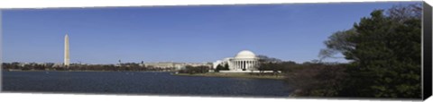 Framed Cherry blossom buds at Tidal Basin, Jefferson Memorial, Washington Monument, National Mall, Washington DC, USA Print