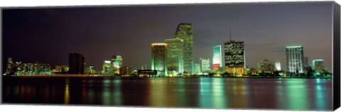 Framed Miami Skyline at Night Print