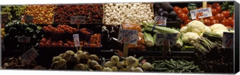 Framed Vegetables at Pike Place Market, Seattle, Washington Print