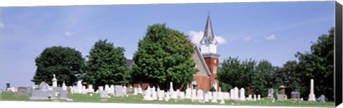 Framed Cemetery in front of a church, Clynmalira Methodist Cemetery, Baltimore, Maryland, USA Print