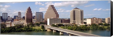 Framed Buildings in a city, Town Lake, Austin, Texas, USA Print