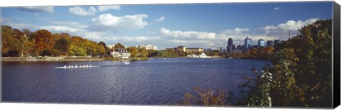 Framed Boat in the river, Schuylkill River, Philadelphia, Pennsylvania, USA Print