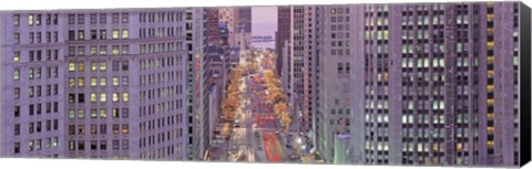 Framed Aerial View Of An Urban Street, Michigan Avenue, Chicago, Illinois, USA Print