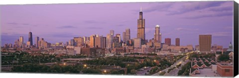 Framed View Of A Cityscape At Twilight, Chicago, Illinois, USA Print