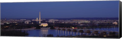 Framed Bridge Over A River, Washington Monument, Washington DC, District Of Columbia, USA Print