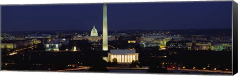 Framed Buildings Lit Up At Night, Washington Monument, Washington DC, District Of Columbia, USA Print