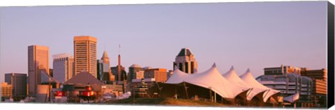 Framed Morning skyline &amp; Pier 6 concert pavilion Baltimore MD USA Print