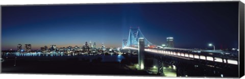 Framed Bridge across a river, Delaware Memorial Bridge, Delaware River, Philadelphia, Philadelphia County, Pennsylvania, USA Print