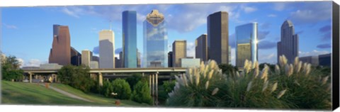 Framed Aerial View of Houston Skyscrapers, Texas Print