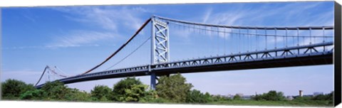 Framed USA, Philadelphia, Pennsylvania, Benjamin Franklin Bridge over the Delaware River Print