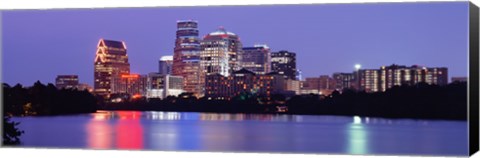 Framed US, Texas, Austin, skyline, night Print