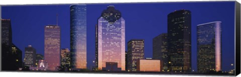 Framed Houston skyscrapers at night, Texas Print