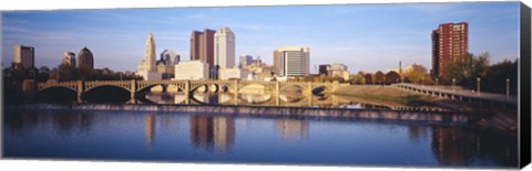 Framed Bridge across a river, Scioto River, Columbus, Ohio, USA Print