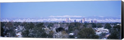 Framed Denver Skyline with Mountains Print