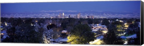 Framed Denver in winter, Colorado Print