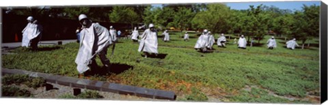 Framed USA, Washington DC, Korean War Memorial, Statues in the field Print