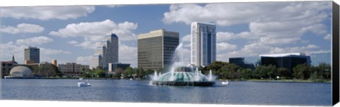 Framed Buildings at the waterfront, Lake Eola, Orlando, Florida, USA Print