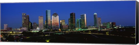 Framed Houston, Texas Skyline at Night Print