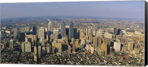 Framed Aerial view of skyscrapers in a city, Philadelphia, Pennsylvania, USA Print