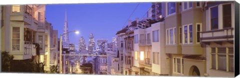 Framed San Francisco Street with view of Skyscrapers Print