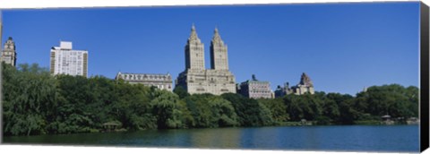 Framed Buildings on the bank of a lake, Manhattan, New York City, New York State, USA Print