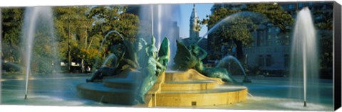 Framed Fountain In Front Of A Building, Logan Circle, City Hall, Philadelphia, Pennsylvania, USA Print