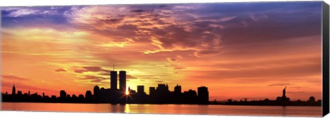 Framed US, New York City, skyline, sunrise Print