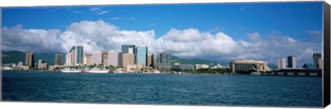 Framed Buildings On The Waterfront, Downtown, Honolulu, Hawaii, USA Print