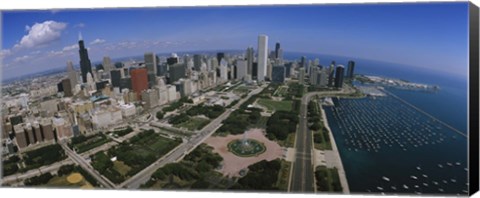 Framed Aerial view of Chicago and the Lake Print