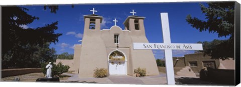 Framed Cross in front of a church, San Francisco de Asis Church, Ranchos De Taos, New Mexico, USA Print