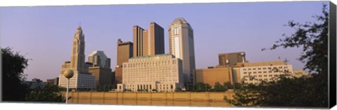 Framed Low angle view of buildings in a city, Scioto River, Columbus, Ohio, USA Print