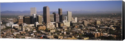 Framed Denver Skyscrapers with mountains in the background, Colorado Print