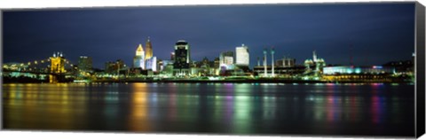 Framed Ohio River Skyline at Night Print