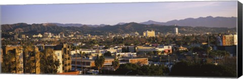 Framed High angle view of buildings in a city, Hollywood, City of Los Angeles, California, USA Print