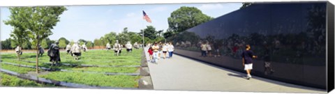 Framed People visiting the Korean War Memorial, Washington DC, USA Print