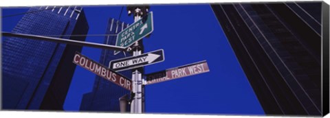 Framed Low angle view of a street name sign, Columbus Circle, Manhattan, New York City, New York State, USA Print