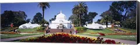 Framed Tourists in a formal garden, Conservatory of Flowers, Golden Gate Park, San Francisco, California, USA Print