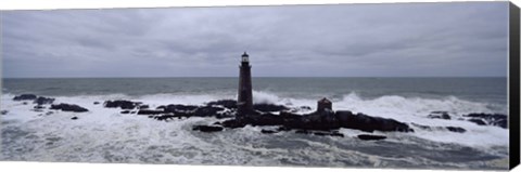 Framed Lighthouse on the coast, Graves Light, Boston Harbor, Massachusetts, USA Print