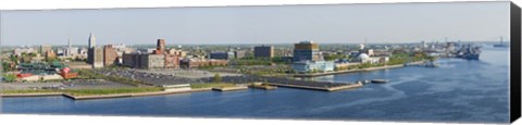 Framed Buildings at the waterfront, Adventure Aquarium, Delaware River, Camden, Camden County, New Jersey, USA Print