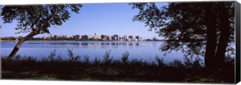 Framed Lake Monona and Madison, Wisconsin Through the Trees Print