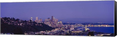 Framed City skyline at dusk, Seattle, King County, Washington State, USA Print